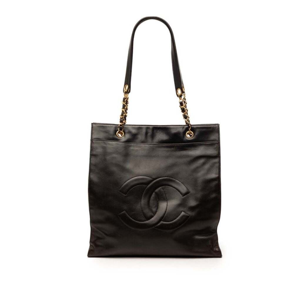 Chanel Coco Mark Big Chain Shoulder Bag, Black Leather, Women's CHANEL